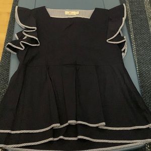 Vineyard Vines Navy Blue Ruffle Top - SIZE SMALL